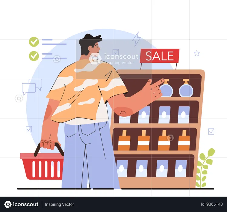 Garoto fazendo compras  Ilustração