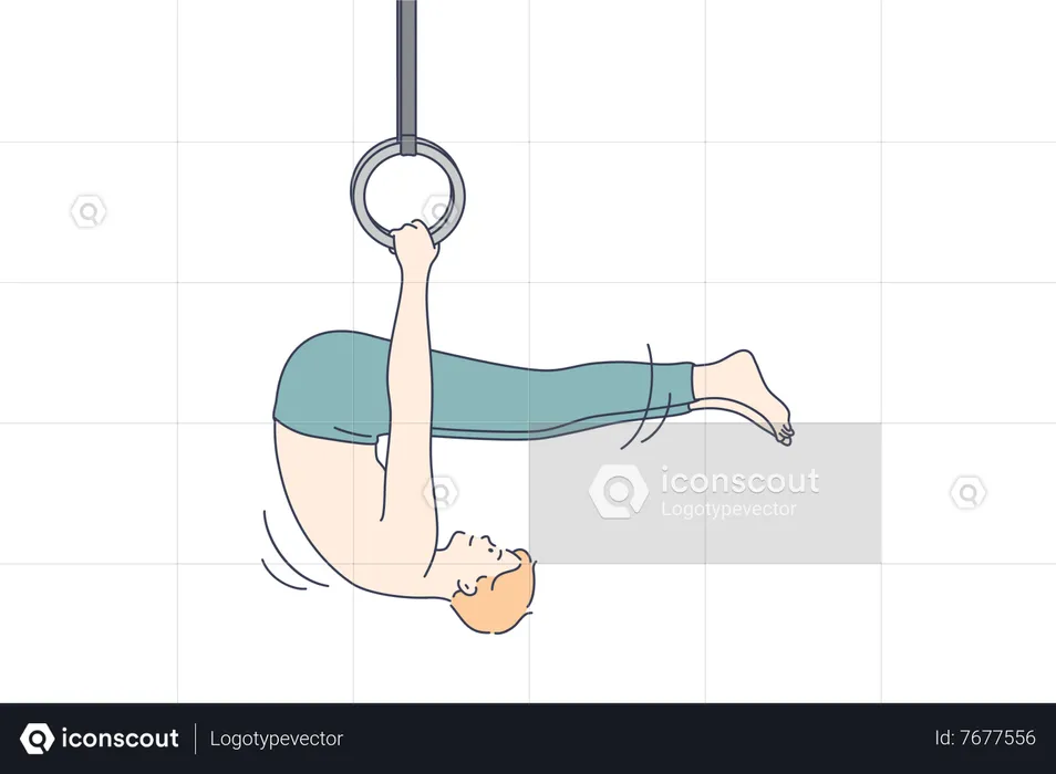 Garoto fazendo exercício com anel de ginástica  Ilustração