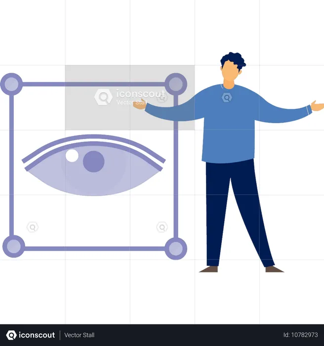 Menino feliz com revisão do olho  Ilustração