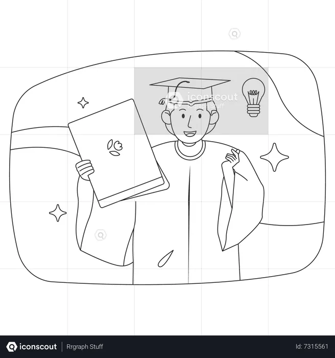 Menino formado com diploma  Ilustração