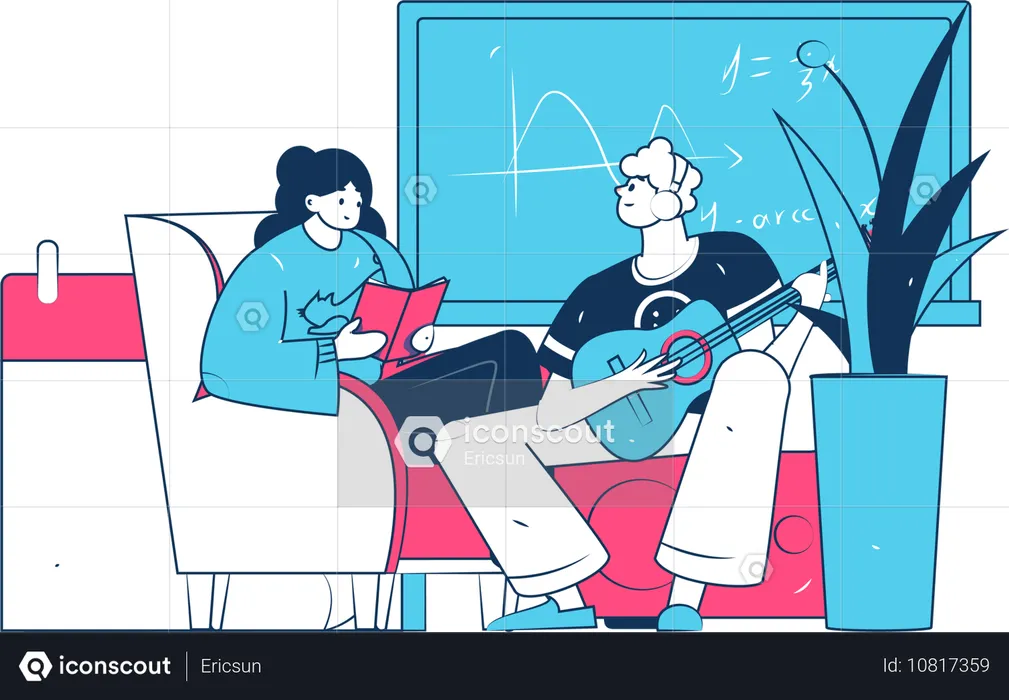 Menino participando de aula de matemática on-line  Ilustração