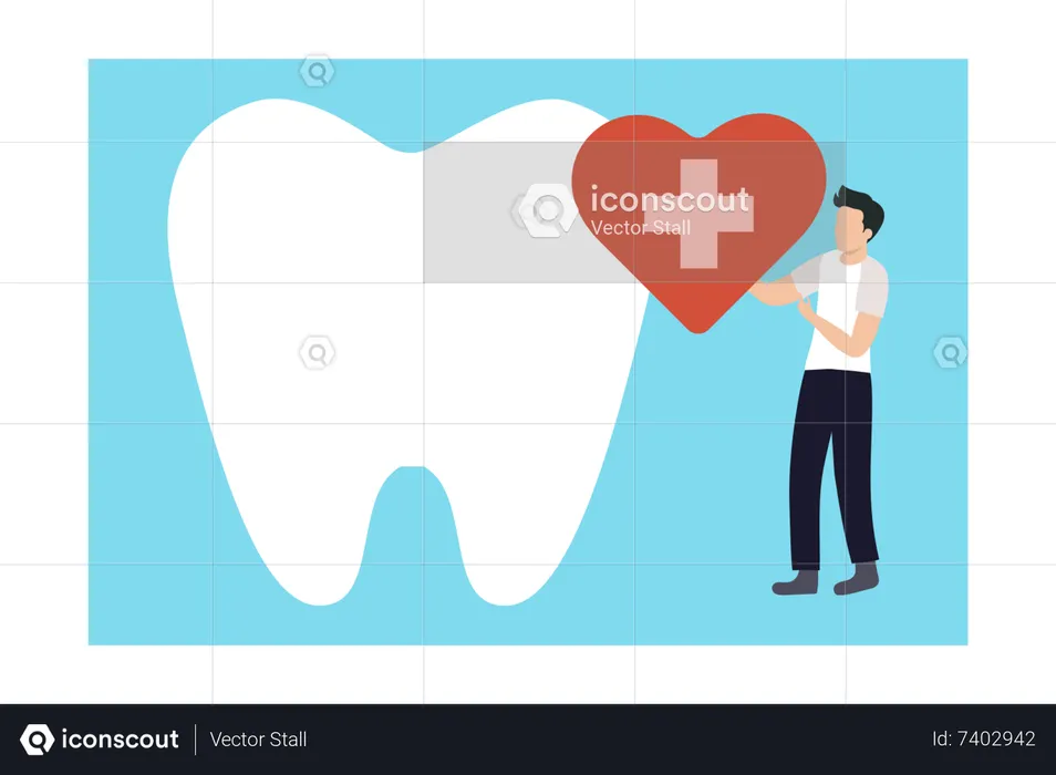 O menino guarda seus dentes  Ilustração