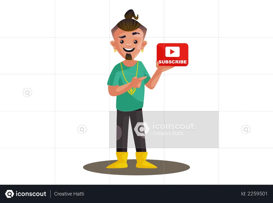 O menino indiano está mostrando o ícone de inscrição  Ilustração