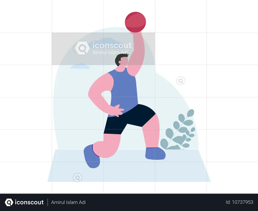 Menino jogando basquete  Ilustração