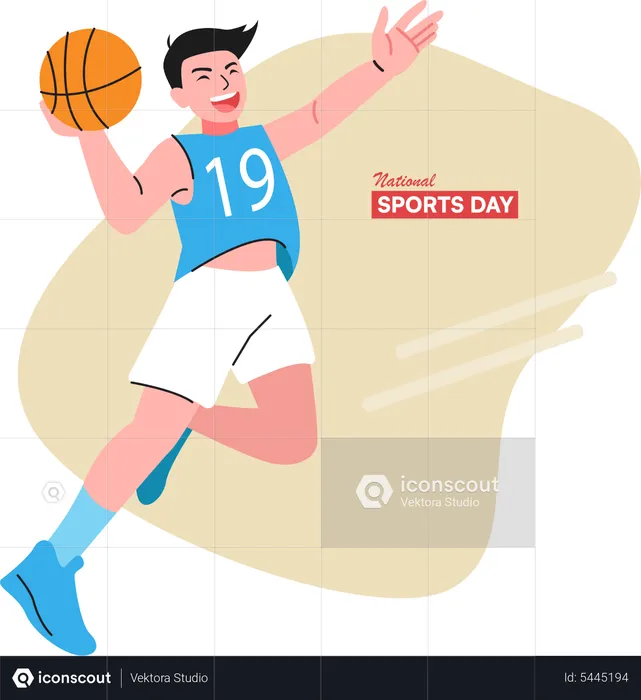 Menino jogando basquete  Ilustração