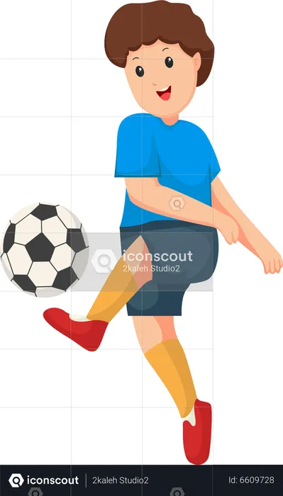 Menino jogando futebol  Ilustração