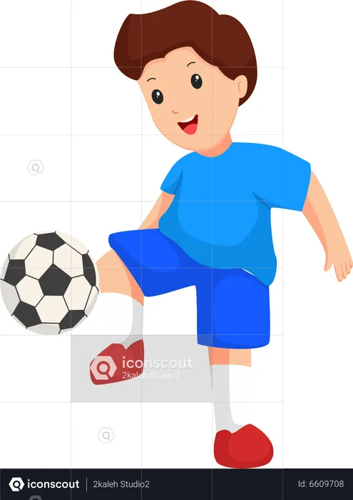 Menino jogando futebol  Ilustração