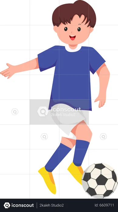 Menino jogando futebol  Ilustração