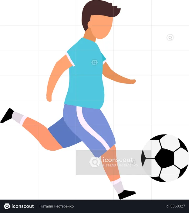 Menino jogando futebol para perder peso  Ilustração