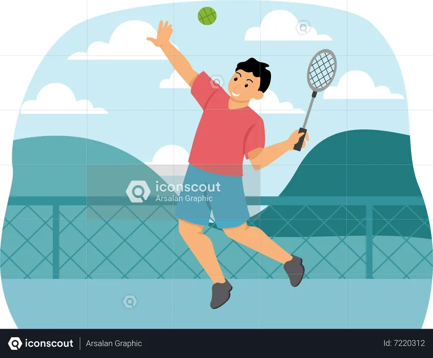 Menino jogando tênis  Ilustração