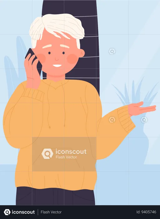 Menino ligando no telefone  Ilustração