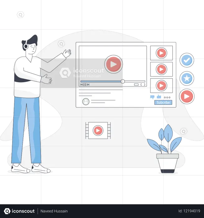 Garoto mostrando vídeo de música  Ilustração