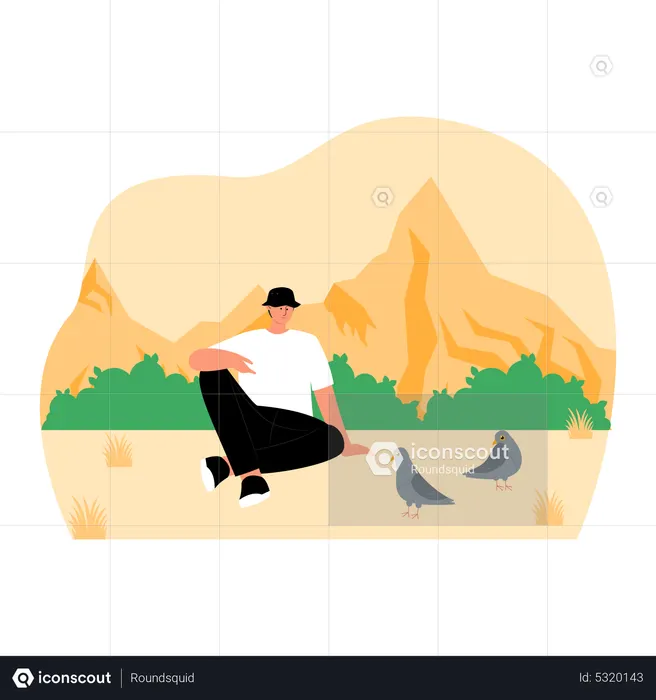 Observação de pássaros menino  Ilustração