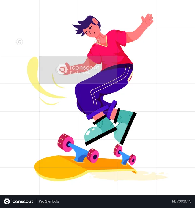 Menino patinando  Ilustração