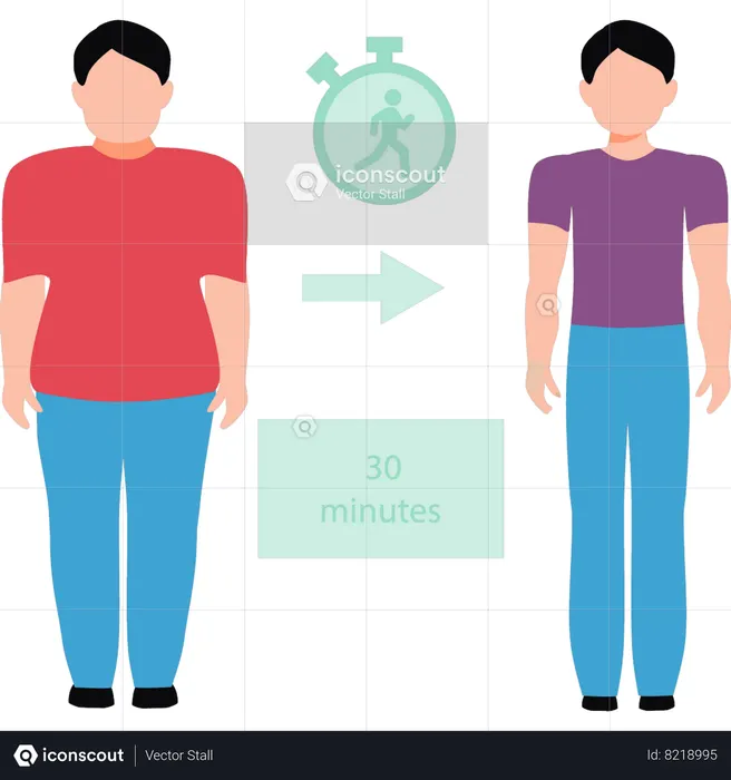 Menino perde peso correndo por 30 minutos  Ilustração