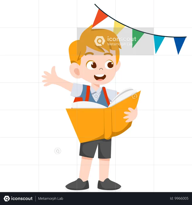 Menino segurando livro  Ilustração