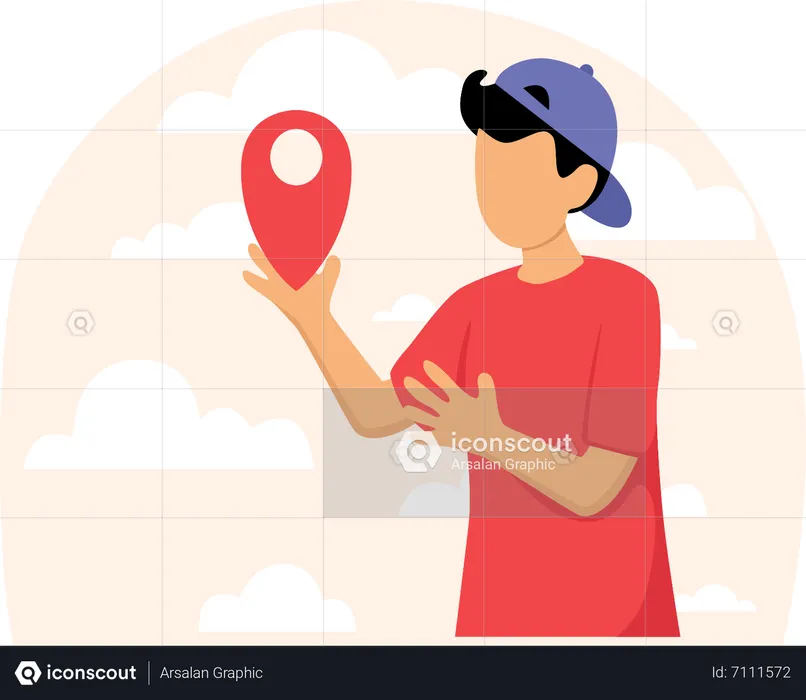 Garoto segurando o mapa de viagens  Ilustração