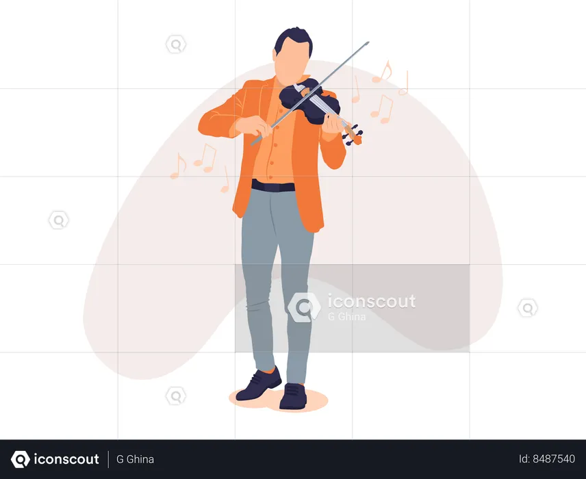 Menino tocando violino  Ilustração