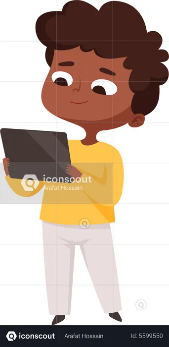 Menino usando tablet  Ilustração