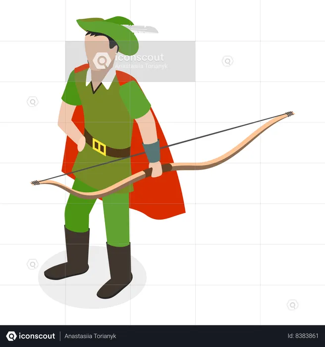 Menino vestindo fantasia de Robin Hood  Ilustração