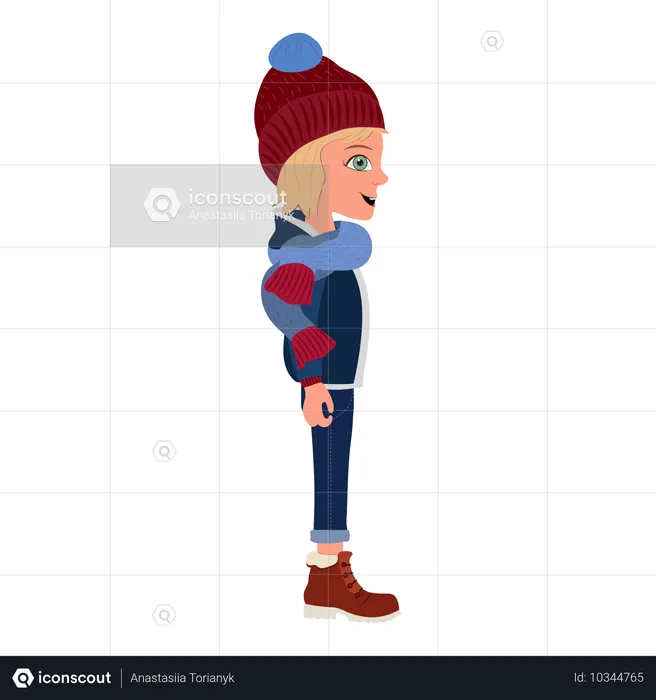 Menino vestindo roupas de inverno  Ilustração