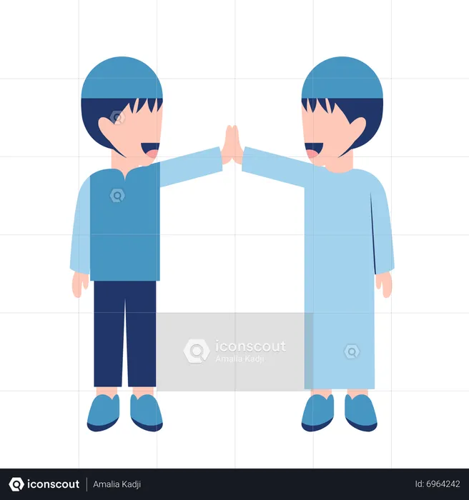 Meninos muçulmanos fazendo high five  Ilustração