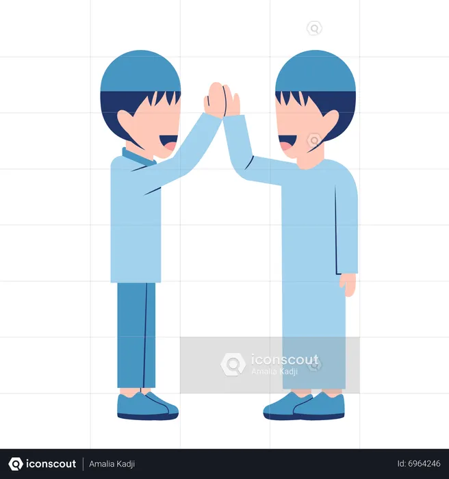 Meninos muçulmanos fazendo high five  Ilustração