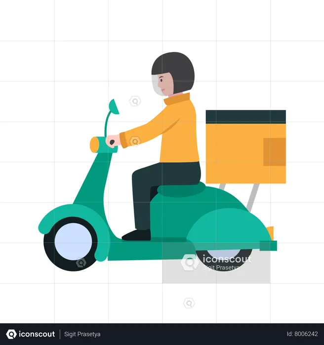 Mensageiro masculino andando de motocicleta  Ilustração
