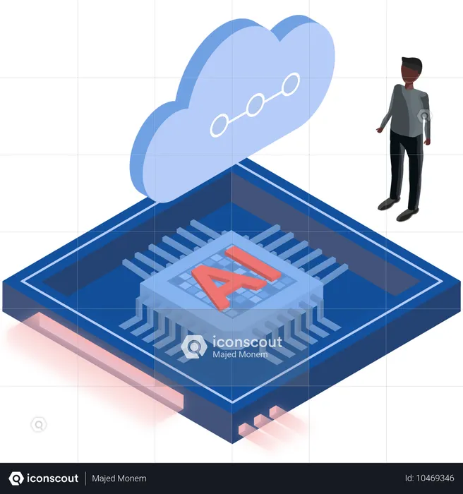 Mann entwickelt KI-Chip  Illustration