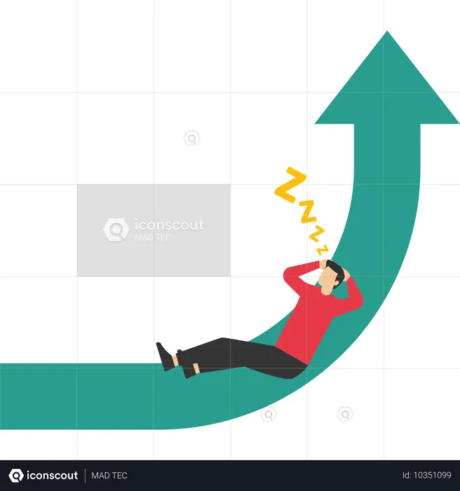 Schlafender Mensch auf progressivem Pfeildiagramm  Illustration