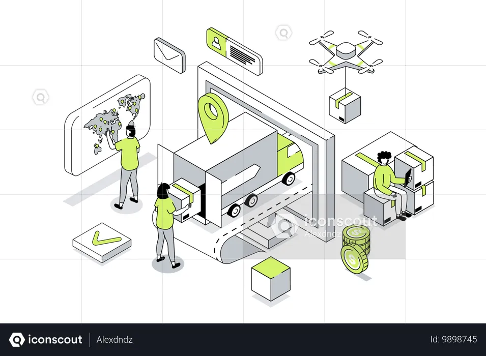 Menschen, die im Logistiklager arbeiten  Illustration