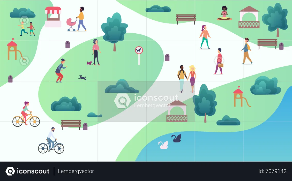 Menschen im öffentlichen Park  Illustration