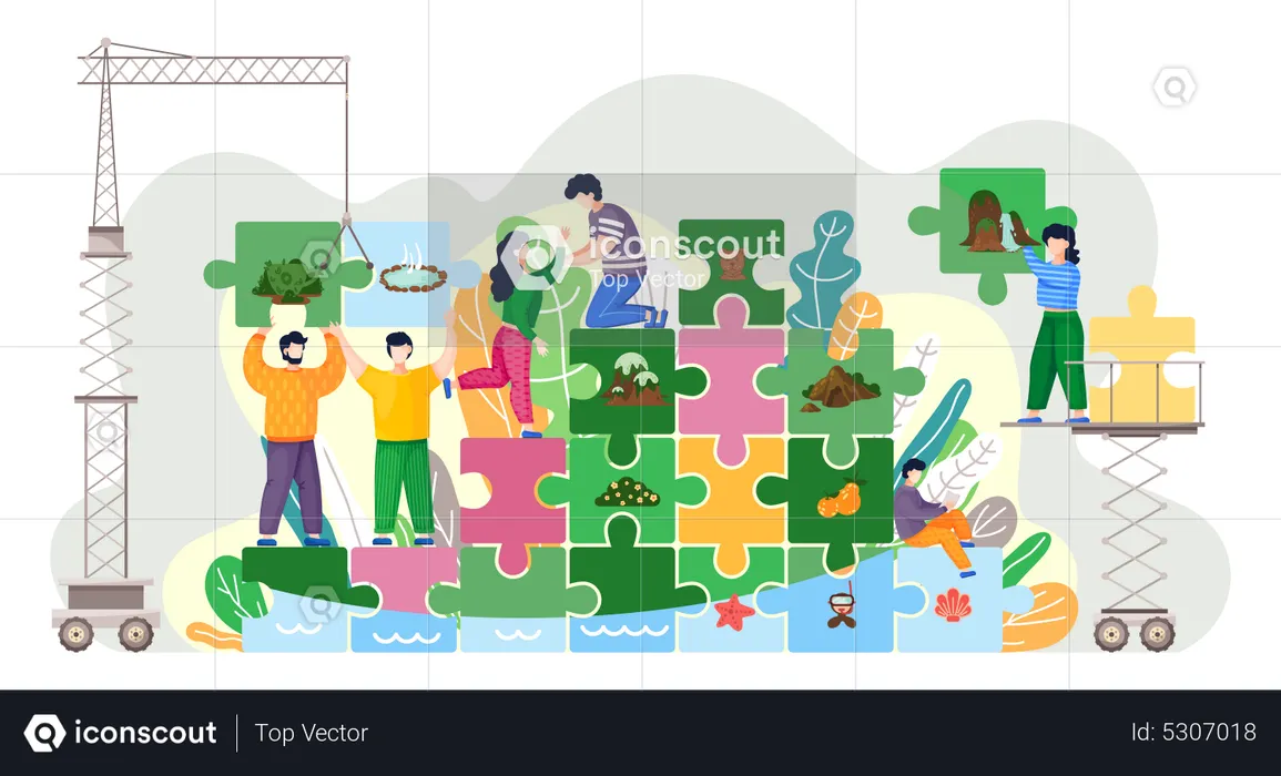 Menschen retten die Ökologie  Illustration