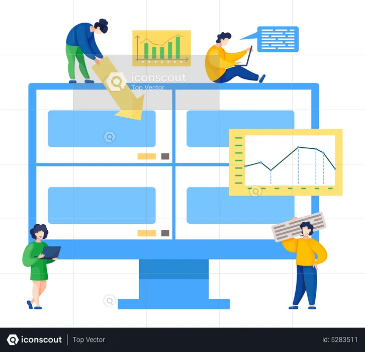 Menschen vernetzen sich bei Online-Meetings  Illustration