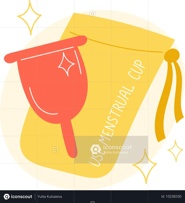 Menstrual Cup with Storage Bag with Use Menstrual Cup Message  Illustration