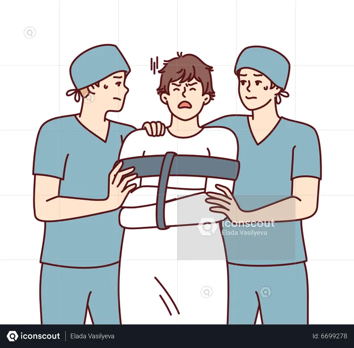 Best Mental hospital nurse holding patient Illustration download in PNG