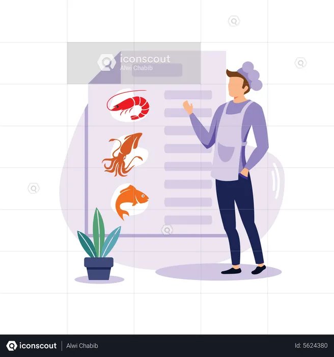 Menú de mariscos  Ilustración