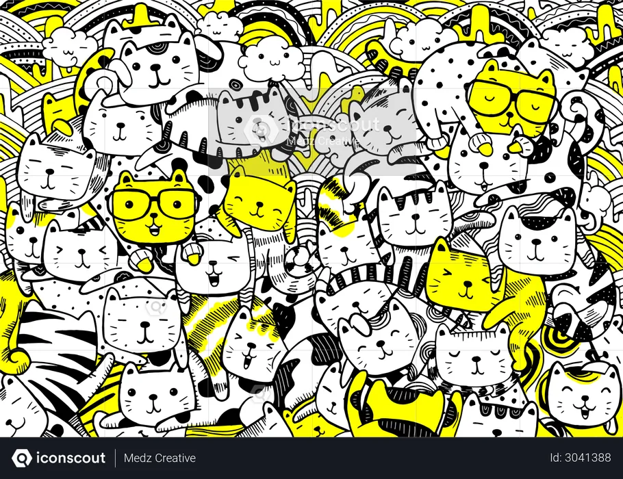 Meow pattern design  Illustration