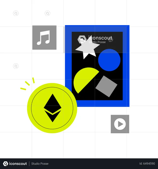Mercado de arte criptografada  Ilustração