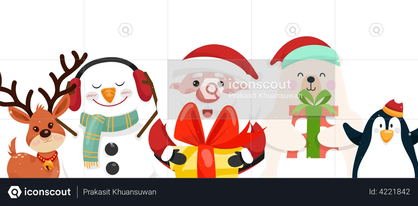 Merry Christmas and giving gift  Illustration