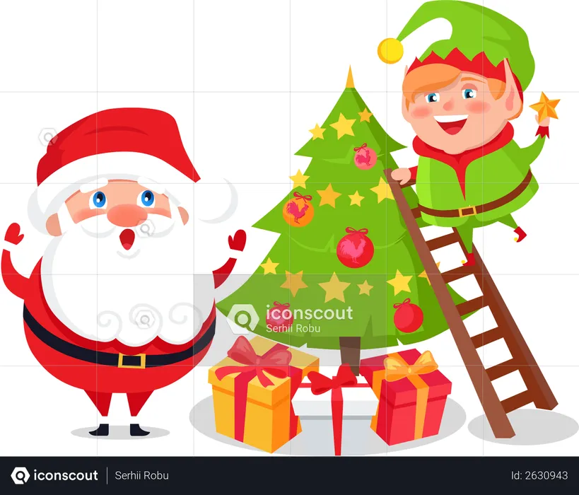 Merry Christmas and Happy New Year Winter Holidays  Illustration