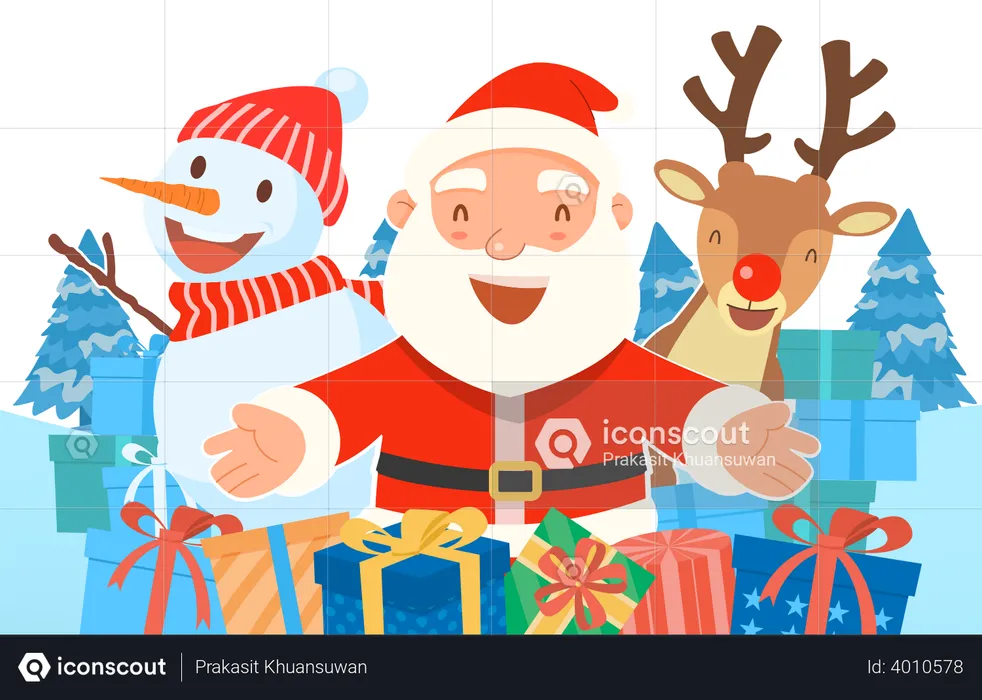 Merry Christmas greetings from Santa Claus  Illustration