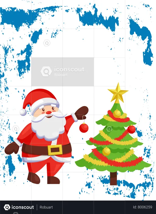 Merry Christmas Poster with Santa Claus Greetings  Illustration