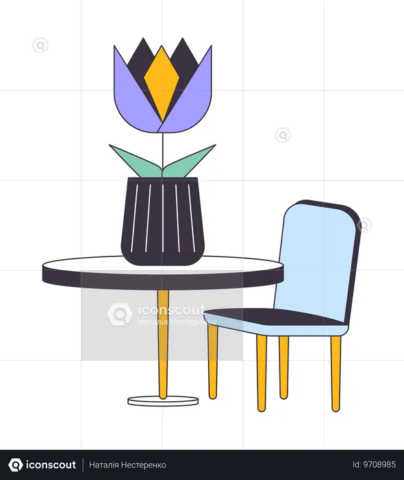 Mesa e cadeira decorativas  Ilustração