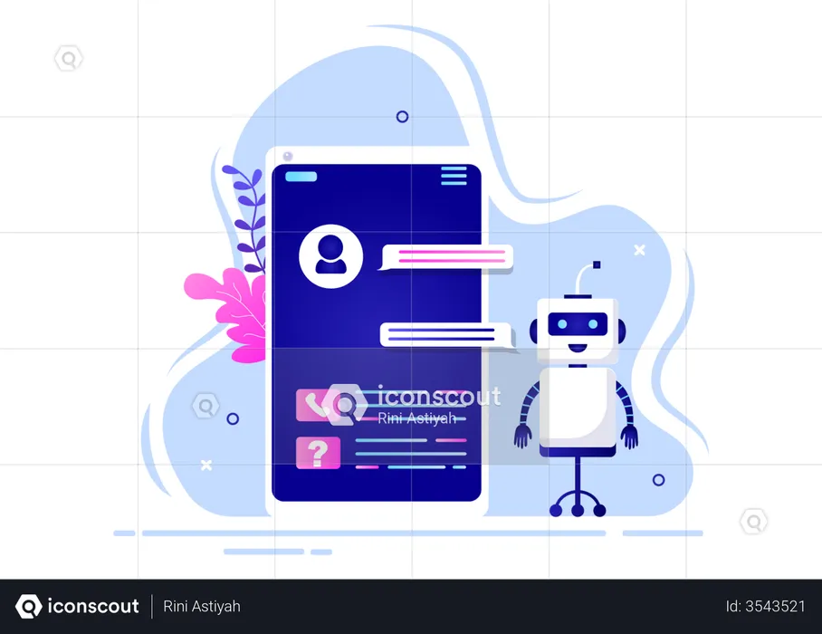Message using artificial bot  Illustration