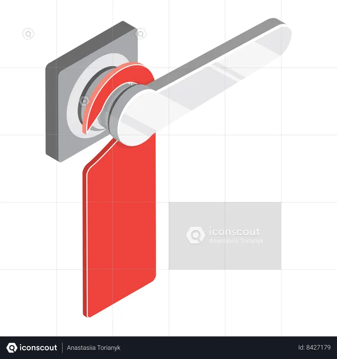 Metal door handle with red tag  Illustration