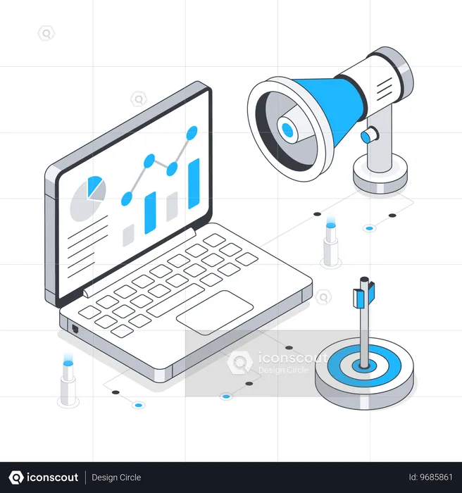 Metas de marketing e análise de marketing  Ilustração