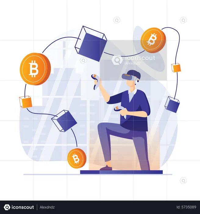 Metaverse blockchain technology  Illustration