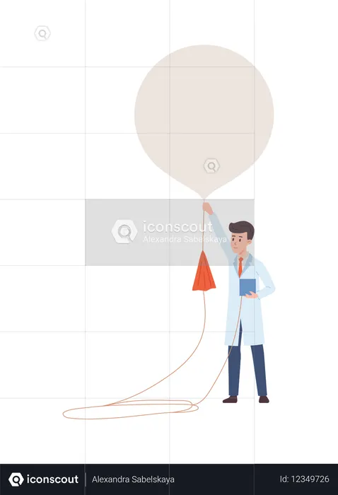 Meteorologe mit Wetterballon  Illustration