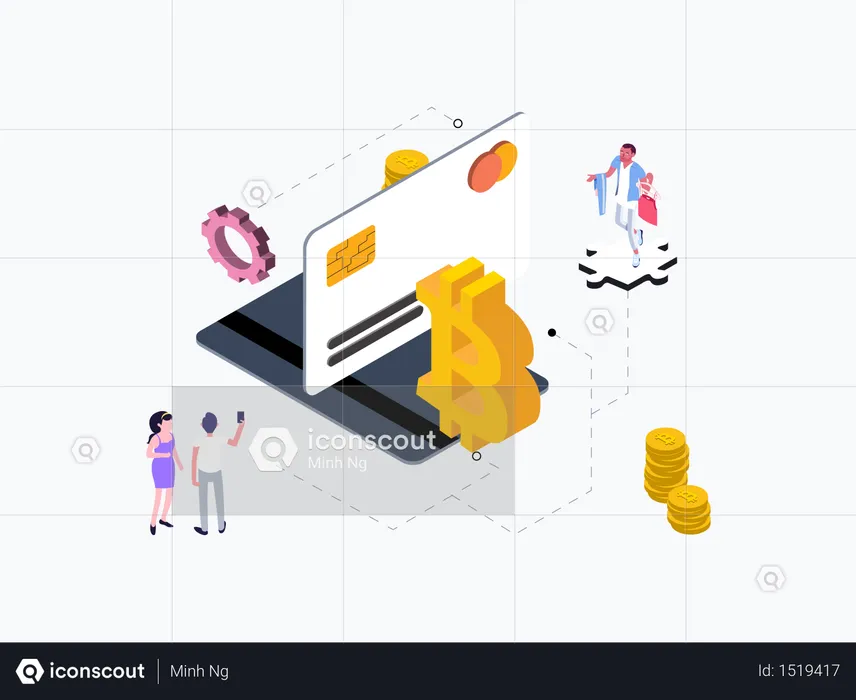 Méthodes de paiement graphiques isométriques  Illustration